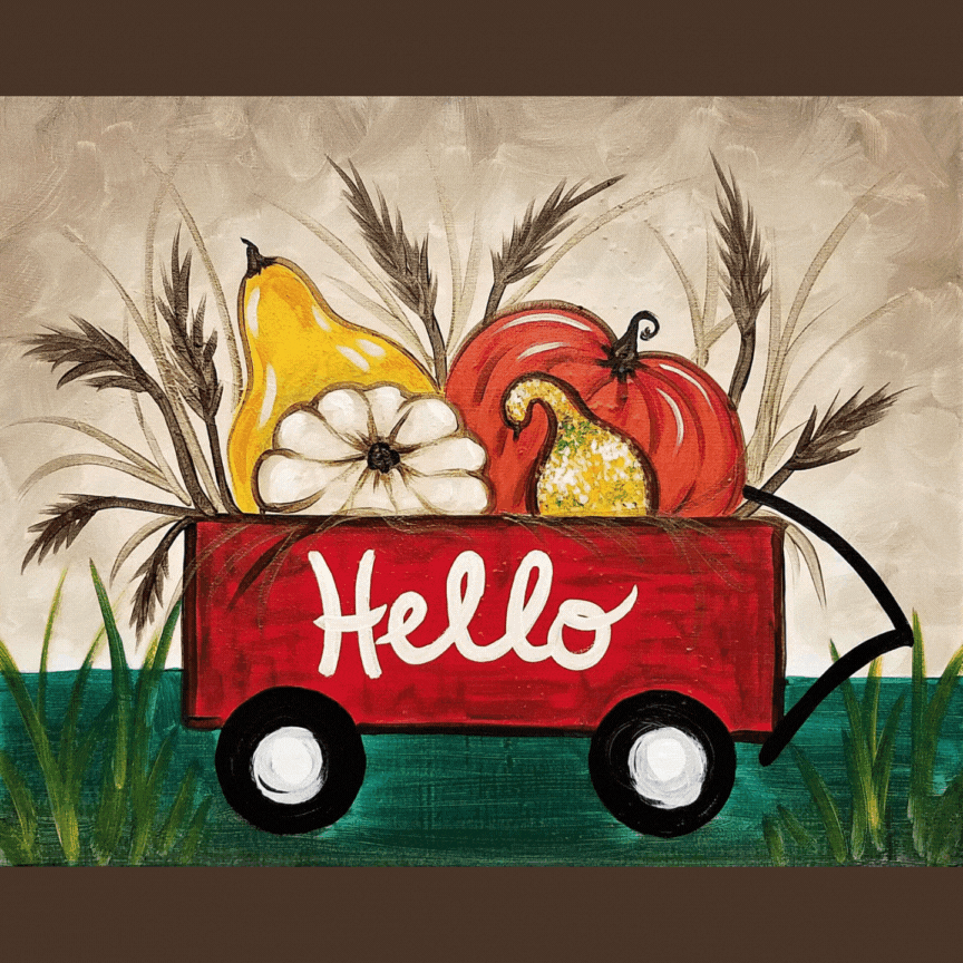 Join us to paint Fall Harvest Wagon at McQ's Pub at Lake Lenape!
